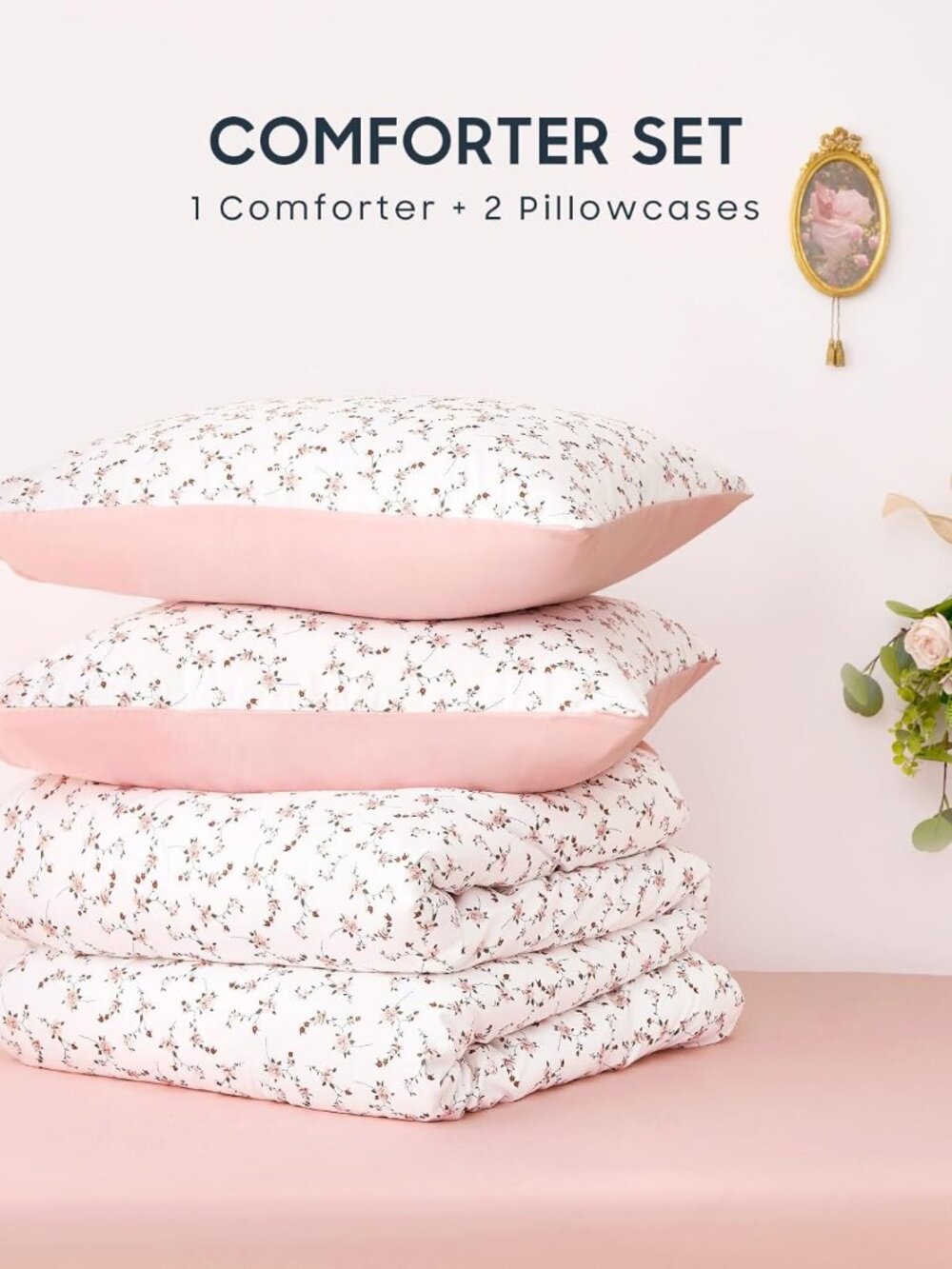 Floral Comforter Set, Coquette Cottagecore Aesthetic Cute Flower Pattern for Wom - Picture 2 of 8